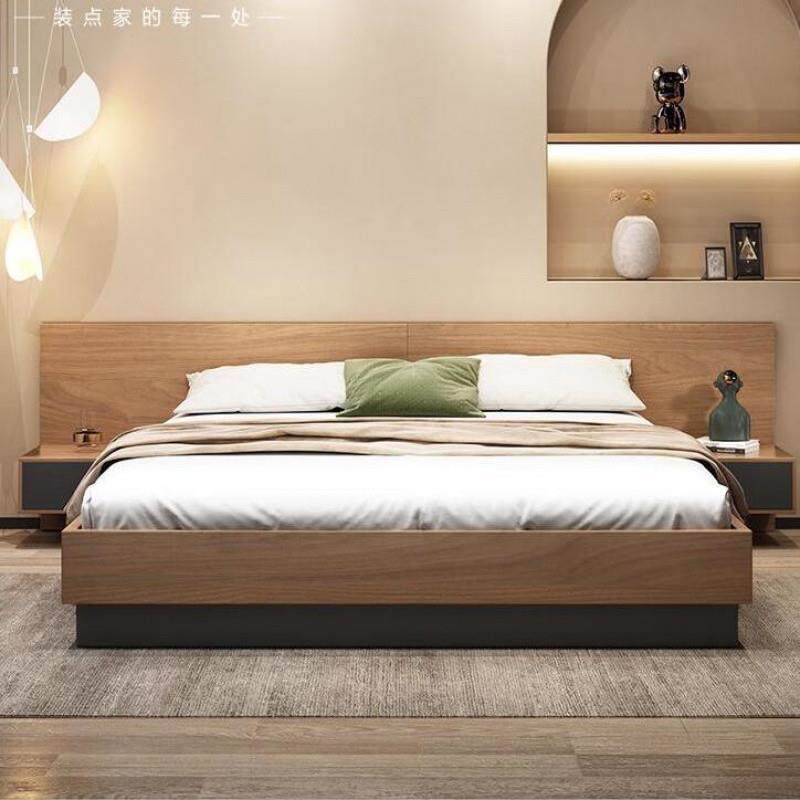 fLE北欧榻榻米板式双人床1.5米1.8米现代简约日式主卧储物高箱床