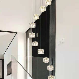 现代简约后现代美式 楼大厅流星雨水晶吊灯别墅楼梯吊灯 复式