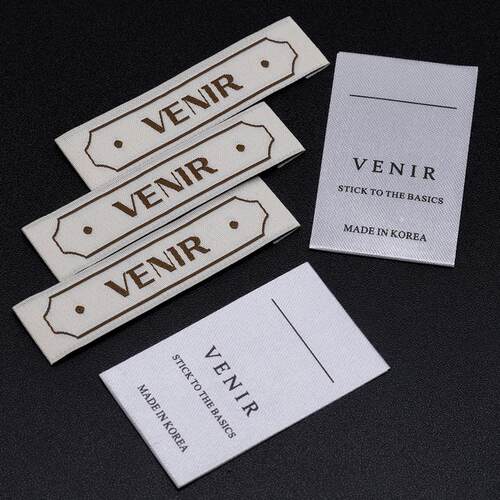 VENIR韩国领标洗水标现货 服装商标衣服布标签双锦织唛侧标订做定