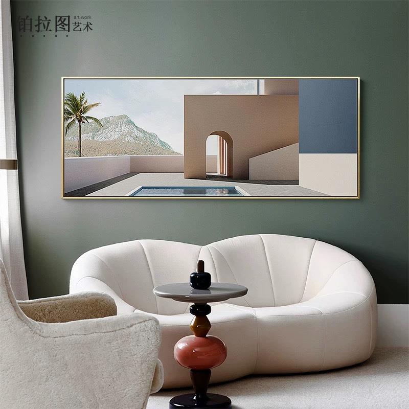 新款直销北欧大气建筑风景装饰画现代轻奢客厅背景墙壁画卧室床头