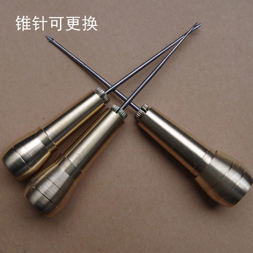 修鞋锥针加大厚铜锥子纳鞋底装订缝补工具皮具钩针钻孔通千枚穿线