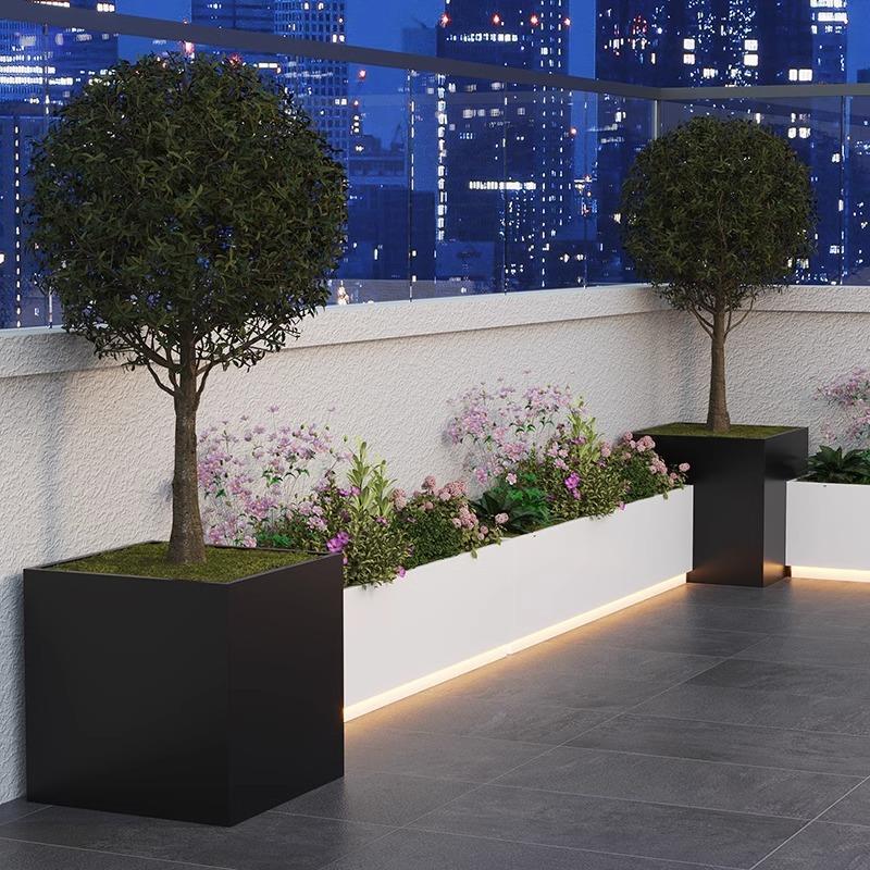 室内绿植花箱组合阳台室外铁艺种植箱户外商业街发光氛围花槽花坛图片