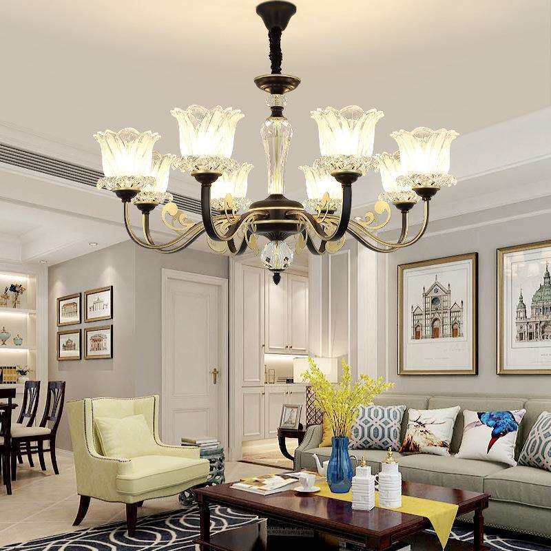 美式乡村大厅吊灯饰简约复古卧室客厅吊灯灯铁艺简欧田园餐厅吊灯