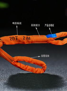 20T8米柔性吊带6m圆形吊装带20吨5米10m两头扣工业起重纤维软吊带