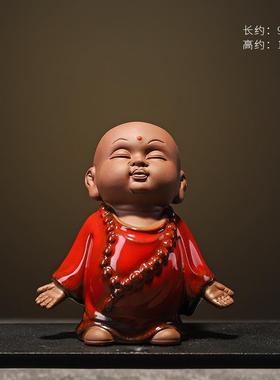 正品和尚陶瓷禅意面装饰摆件小创意茶宠茶道配件用客厅办家公室桌