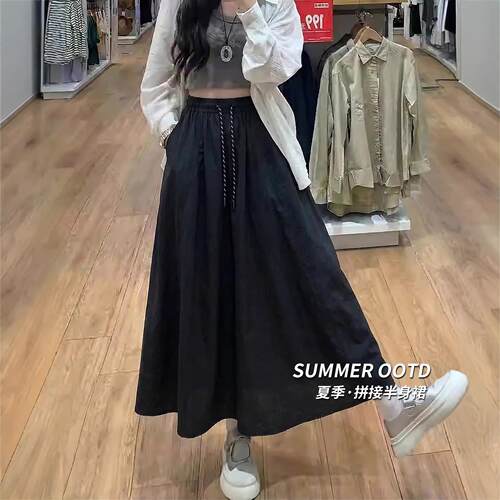 小个子黑色工装半身春夏mm半身裙