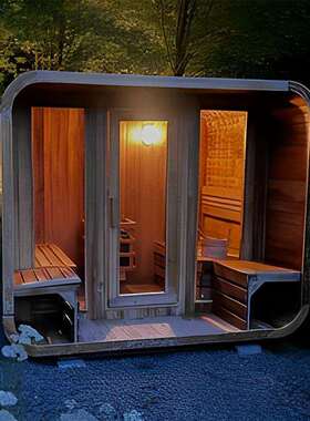 豪华户外组合浴缸淋浴蒸汽木4人桑拿房