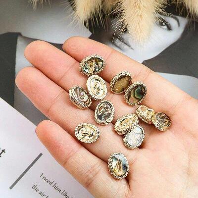 5PCS 12MM Creative Oval Metal Shank Button Colored Abalone