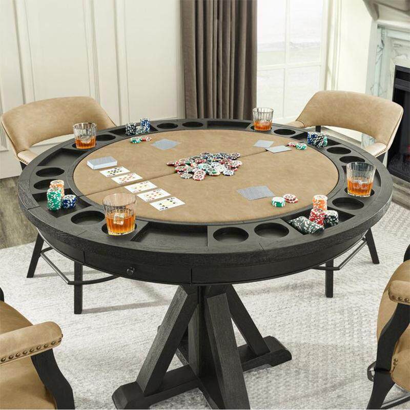 家用娱乐德州扑克桌两用餐桌别墅豪宅棋牌桌设计师款四人位掼蛋桌