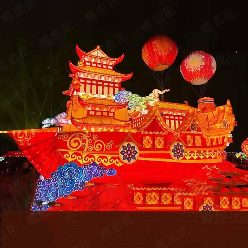 大型花灯隧道拱门 草坪树林装点造型彩灯 大型铁艺夜景装饰花灯