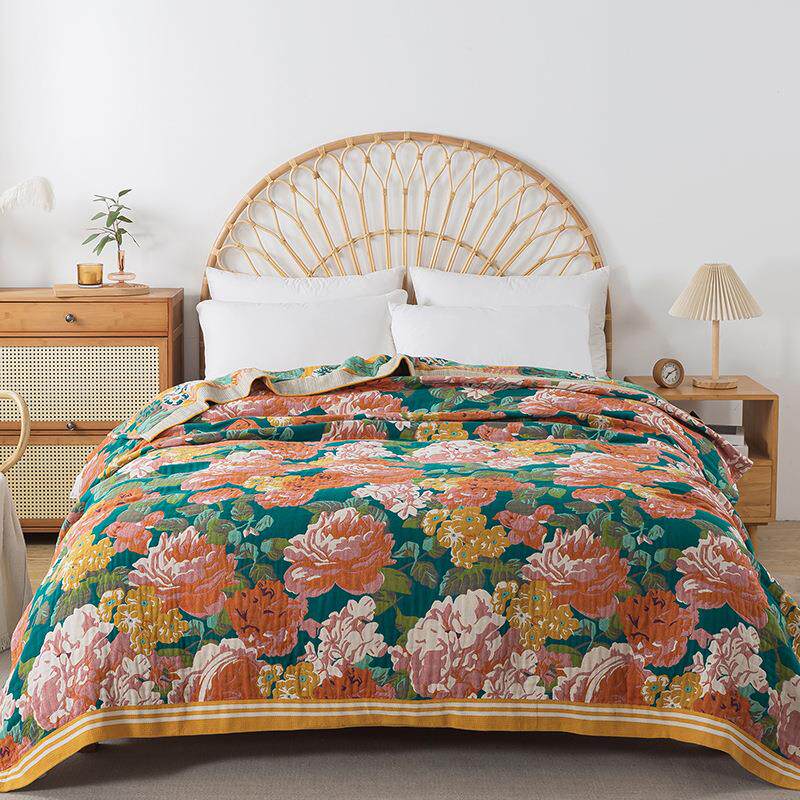 新品高档加厚纯棉纱布毛巾被盖毯午睡双人床盖多功能纯棉纱布盖毯