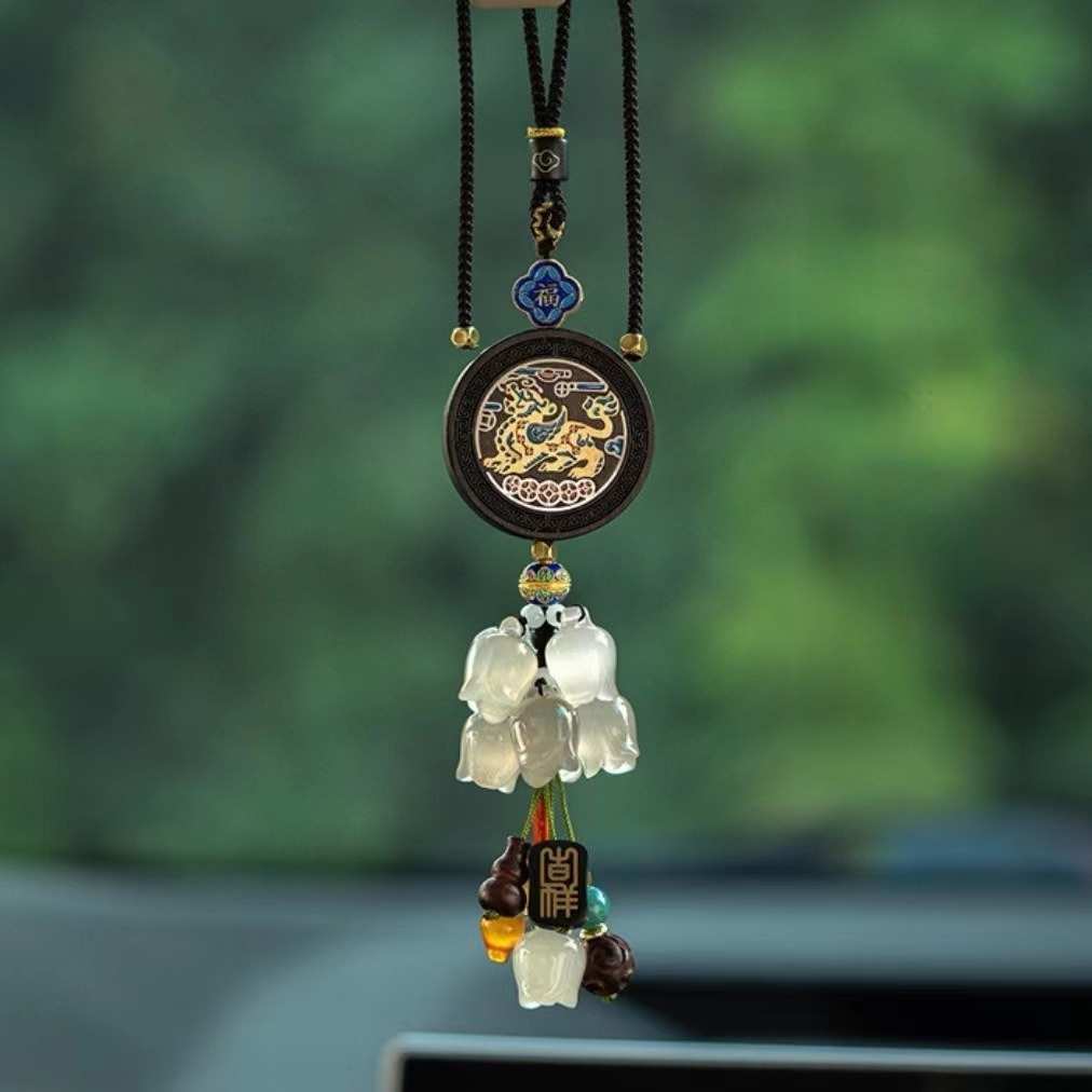 木挂件生梨花汽车高级玛瑙坠感挂件檀木一路吊车内发花小鹿车载升