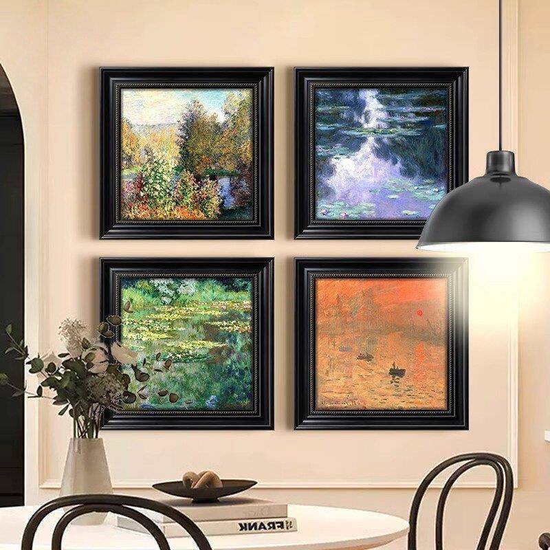 莫奈花园装饰画睡莲餐厅复古欧式挂画法式客厅卧室走廊入户壁画