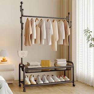 挂衣架物落地399卧室可移动衣帽架油晾衣置架子2205新款 奶风入户