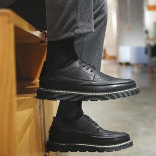 夏季布洛克皮鞋男版潮流百搭商男士务正装休闲鞋黑色韩伦增英