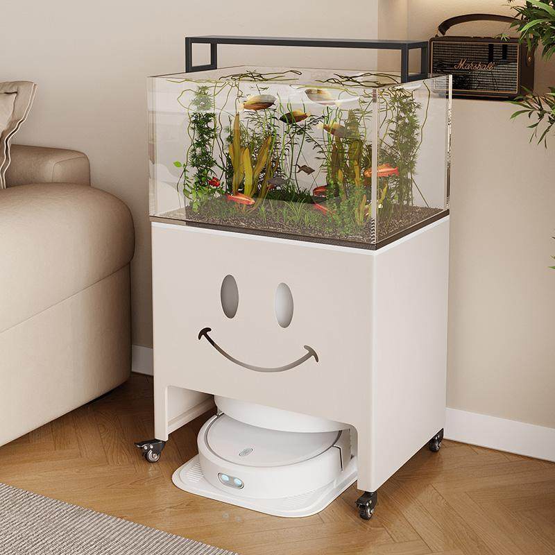 扫地机上方置物架带轮子扫地机器人基站遮挡柜隐藏收纳柜沙发边柜