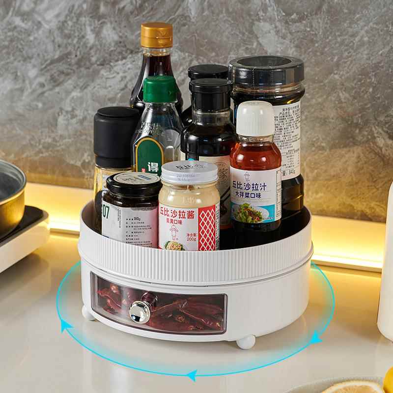 厨房调料盒一体多格调味料佐料收纳台面旋转调料油盐酱醋瓶置物架