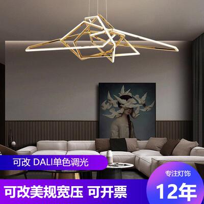 中东非标多边形吊灯后现代轻奢金色线条灯设计师展厅客厅灯具