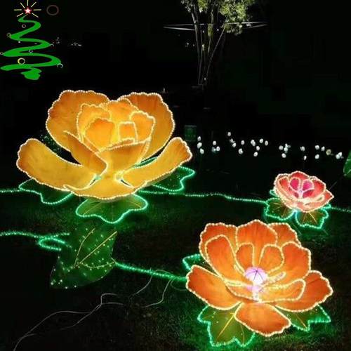 LD动态荷花克灯户园QKT外防雨亚力林E景区仿真发光动态荷花造型灯