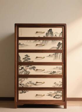 宋氏美学新中式实木收五斗柜沙边斗发多层抽屉柜卧F76MJ7T8室柜置