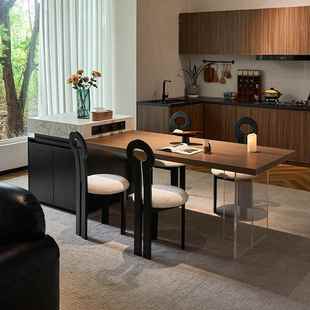 贵宾林氏家具餐桌一体可伸缩意式极简小户型导台佛山工厂直销定制