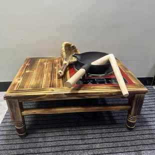 打油茶全套茶具曼太凹面电磁油茶灶复古油茶桌剁茶锅木锤套装恭城