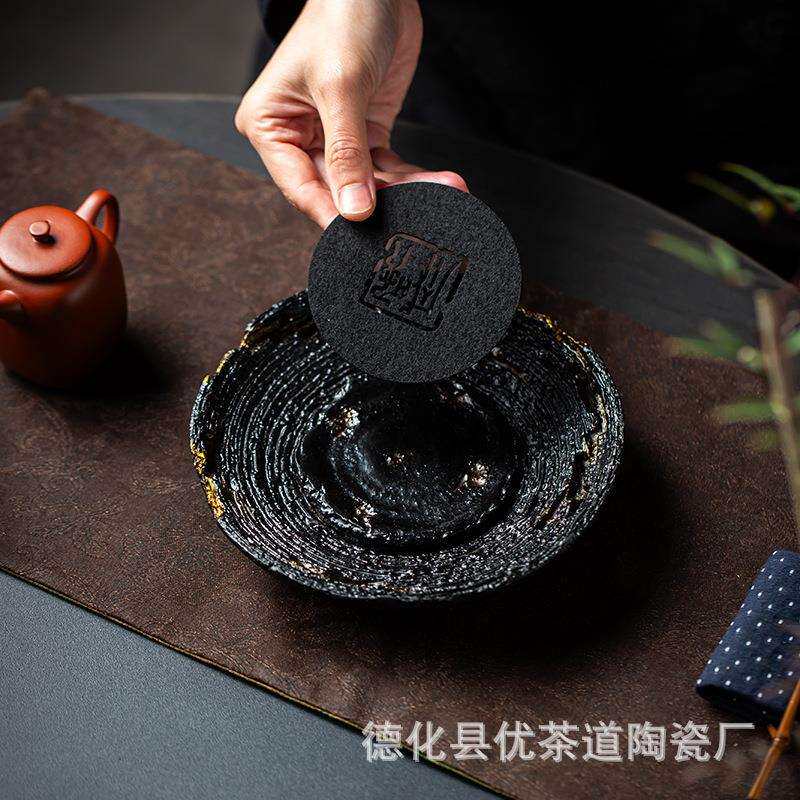 优茶道 大漆仿朽木壶承 茶托盘养壶垫干泡台小茶盘复古手工脱胎