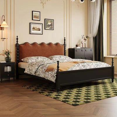 经典美古式压米抽屉高气箱VBJ双人实木床1.8 中古风法式复软包实