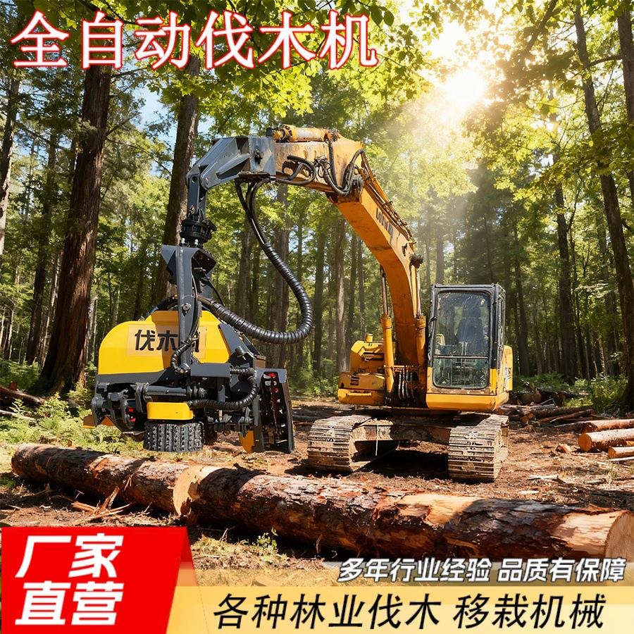 林业机械全自动伐木机打枝断截伐树机挖机改装液压砍树机