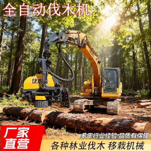 林业机械全自动伐木机打枝断截伐树机挖机改装液压砍树机