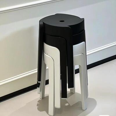 Nordic round stool plastic adult stackable high table chair1