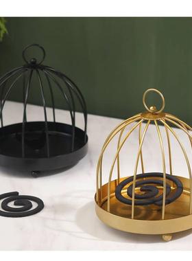 厂家直销创意圆形鸟笼蚊香架檀香炉可分离式蚊香接灰托盘家居摆件
