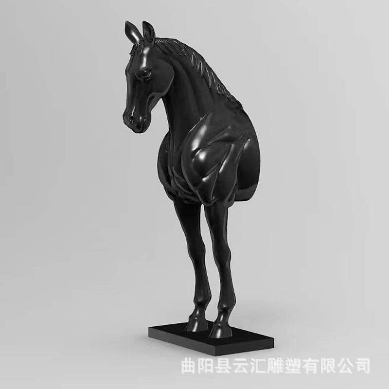 玻璃钢创意半身马马头雕塑动物马室内酒店大堂景观墙面装饰品摆件