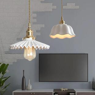 日式 379酒吧台户岛台黄灯具飘窗创意卧室床头长铜 陶瓷吊灯入BYG