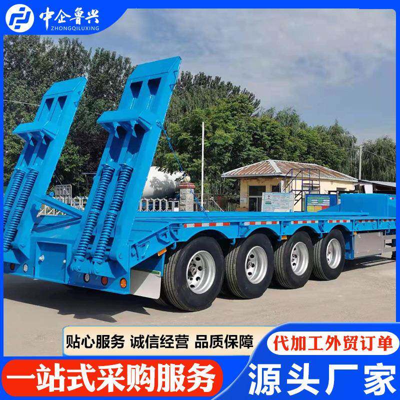 三线六轴低平板半挂车大型挖掘机运输半挂车13米液压爬梯半挂车