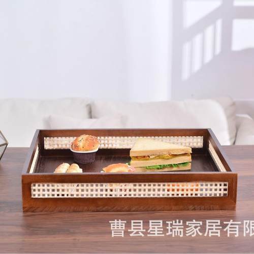 新款托盘收式纳MYB筐实收木纳盒客厅本置物筐家居杂物收纳桌面书