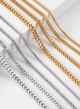 爆款热销嘻哈正反链项链 不锈钢编织链四面磨项链不锈钢单排项链