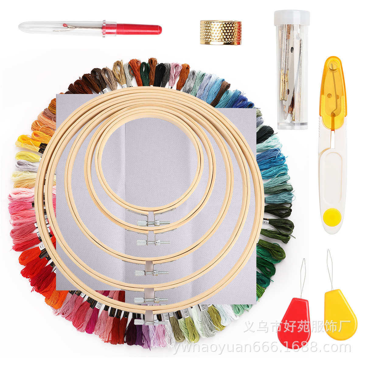 刺绣竹绣圈100色线绣布套装升级款十字绣线工具套装刺绣组合,居家布艺,线盒,淘宝优惠券,粉丝福利购,淘宝优惠卷