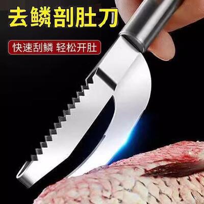 Stainless Steel Fish Scaling Knife and Belly Slitter, 2-in-1