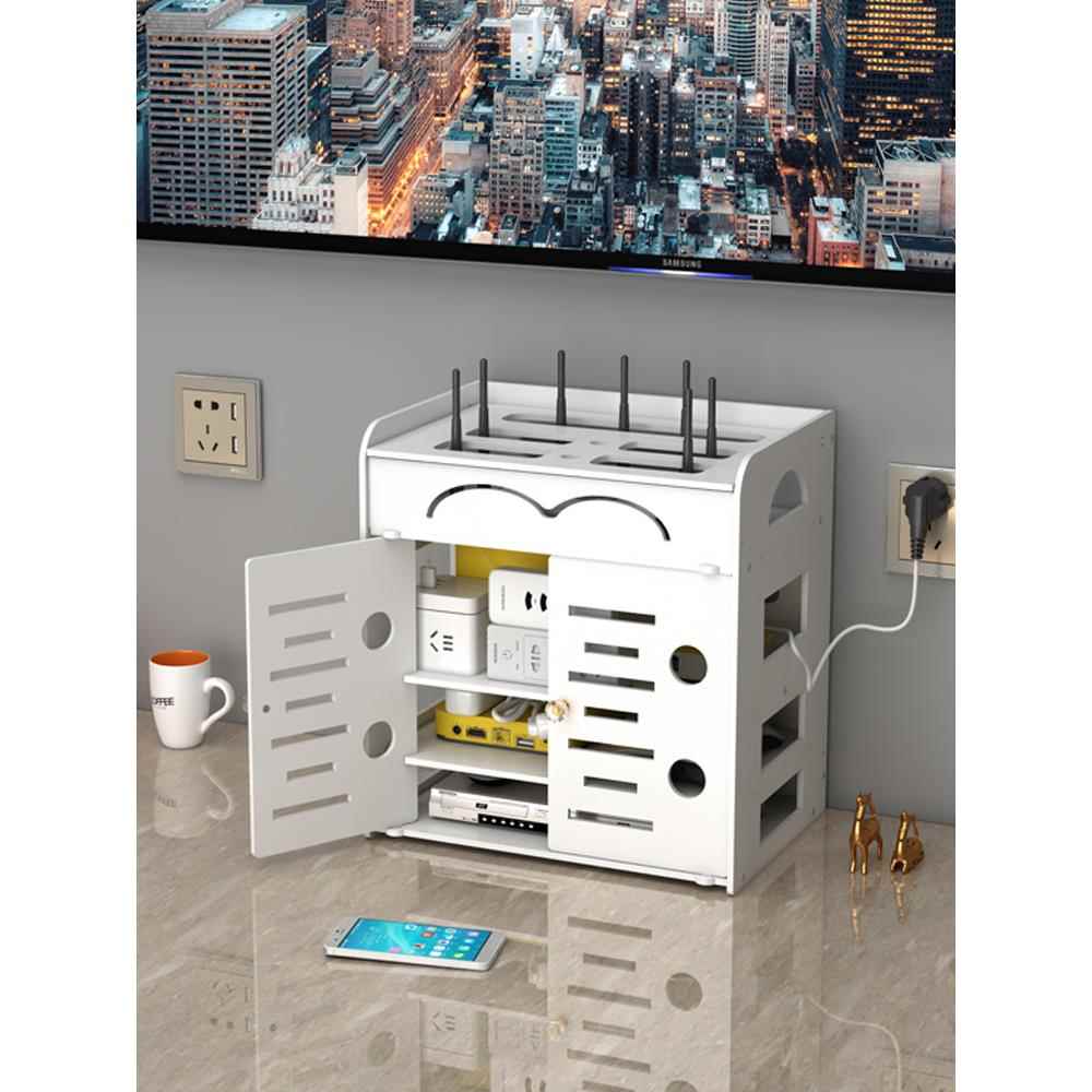 电视盒子网络机顶盒置物架光猫客厅墙上壁挂插线板路由器收纳架