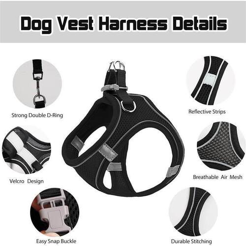 Pet dog harness and leash set reflective breathable harness