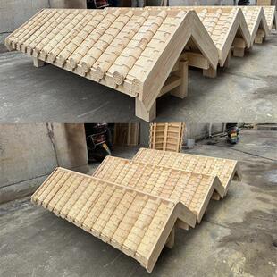 东阳木雕彷古实木檐门头古建筑中式门跛脚飞檐户外斗拱天篷