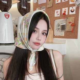 巾衬衫配饰碎花雪纺方TWX丝女绑包春手巾柄百搭2023新款秋韩版头