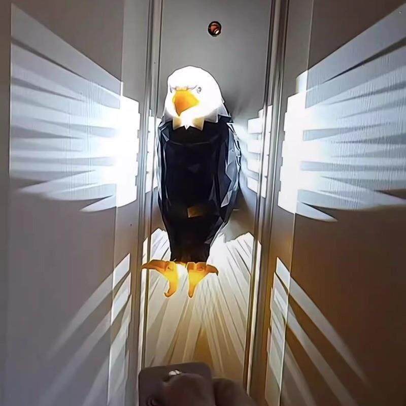 老鹰壁灯投影创意设计感3d立体动物猫头鹰灯家用LED氛围感小夜灯