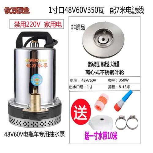 农用48V高扬程直流潜水泵船用12V24V48V60V72V电动车电动车抽水机