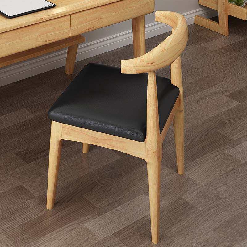 北欧实木餐椅家用现代简约轻奢办公酒店会议餐厅椅凳靠背牛角椅子