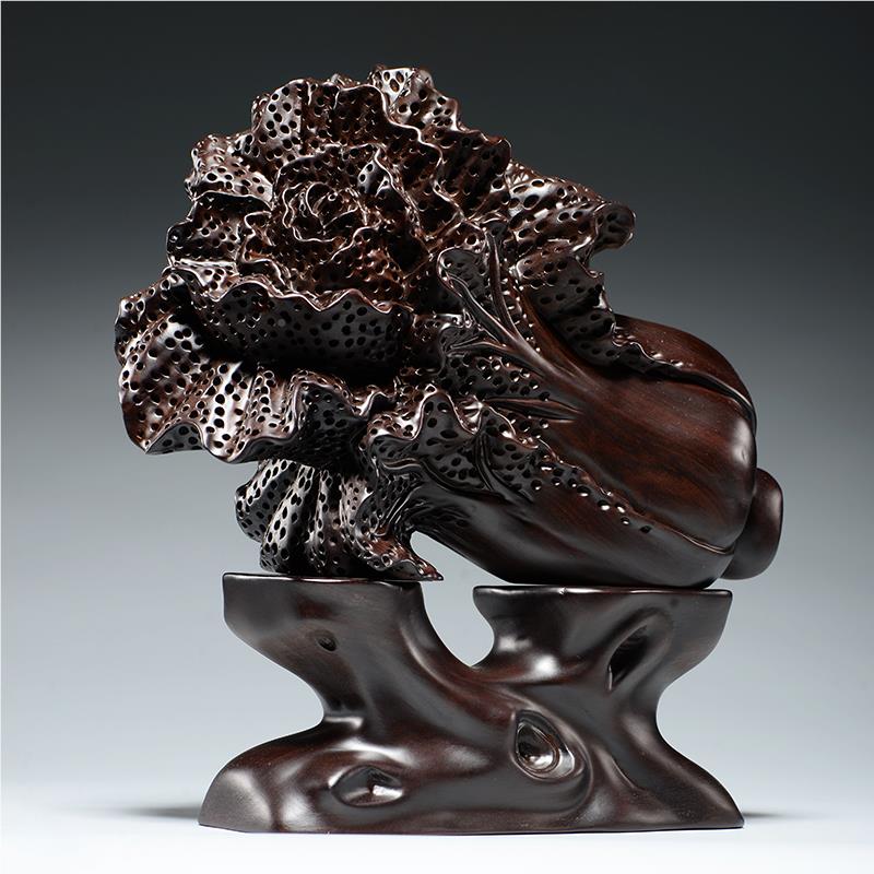 黑檀雕刻菜摆GG437件家居客白厅公司办公装业饰木工艺品店铺开乔