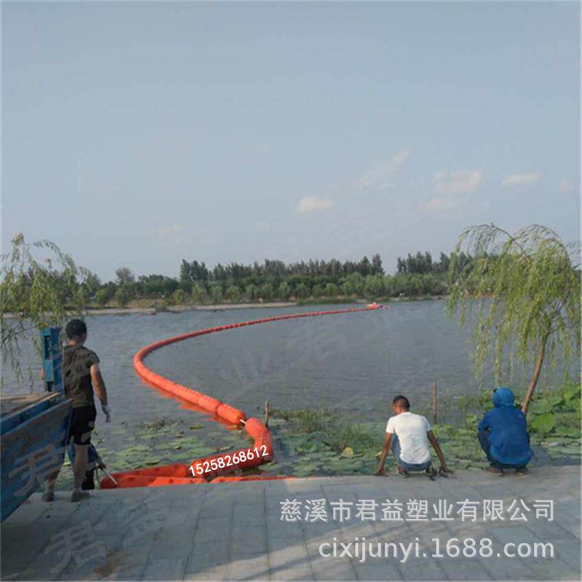 重庆河道绿色浮筒拦污排水面浮漂拦载网塑料拦污浮体