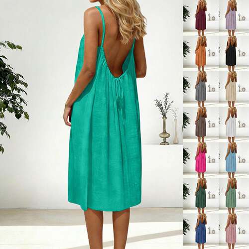 Women's Knee-Length Cami Lounge Dress Elegant Sleeveless