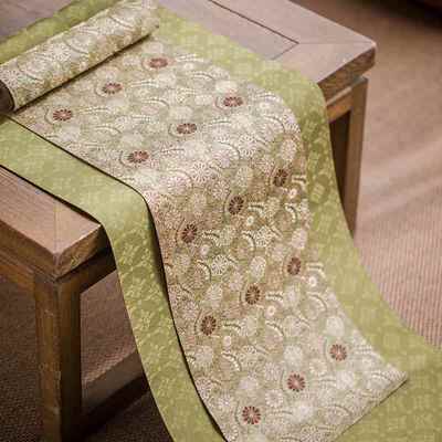 知舍茶席云松茶席织造手工布艺桌旗中国传统色传统纹样双面印花